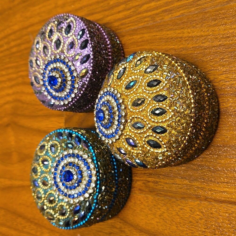 Peacock designed decorative containers- set of 3